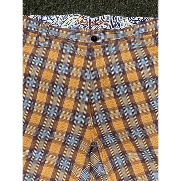 Robert Graham Casual Shorts Plaid Design Stitching Flip Cuffs Size 38 - Picture 2 of 7